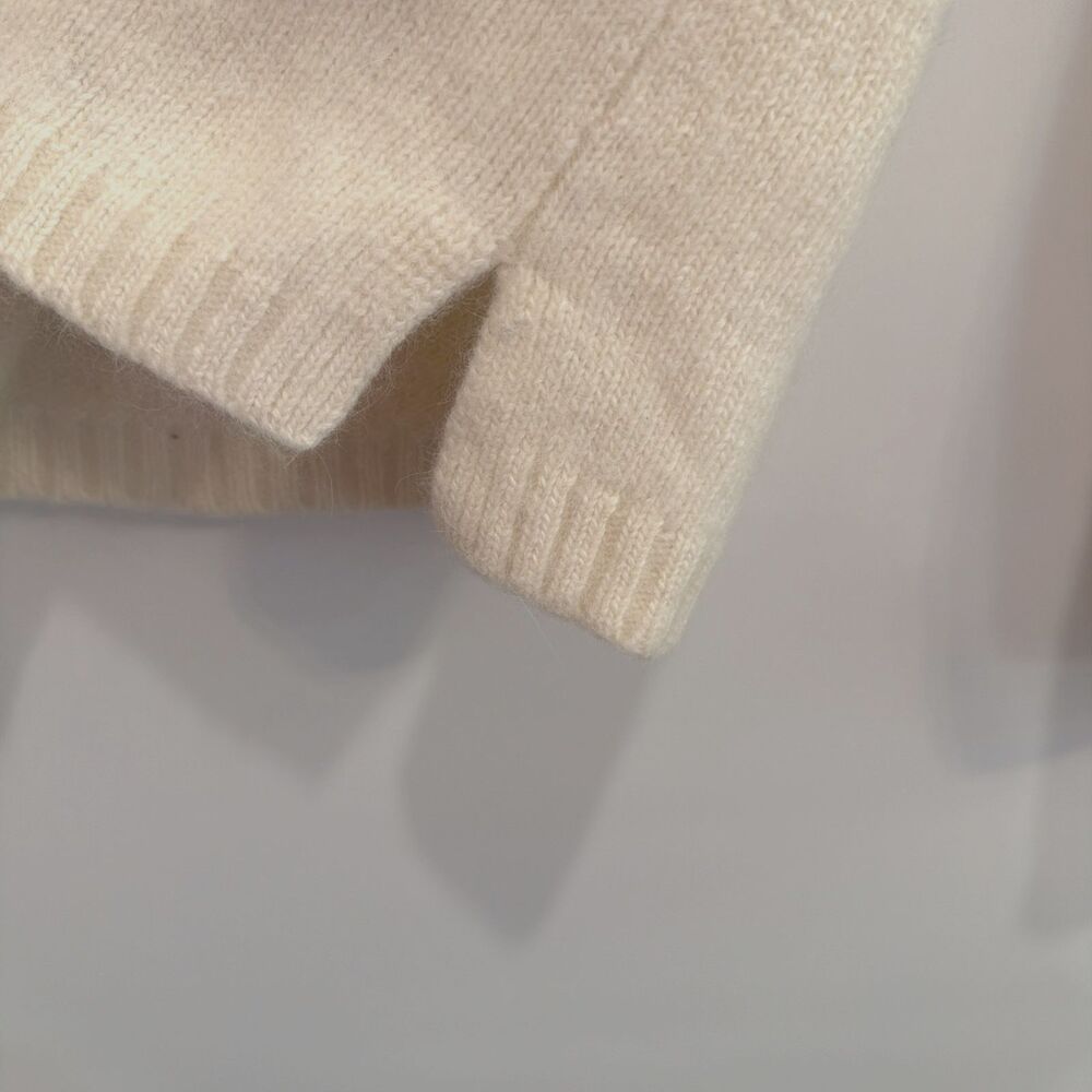 Vtg Angora Lambswool Sweater Womens Sz XL (Fits M) Cream Rafaella 1/2 Zip Funnel - Picture 4 of 13